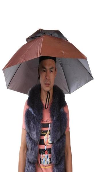 Cappello pieghevole portatile a 2 strati a prova di vento da copricapo ombrello Cappello per le mani di pioggia per esterni per campeggio da pesca all'aperto 323x9198803