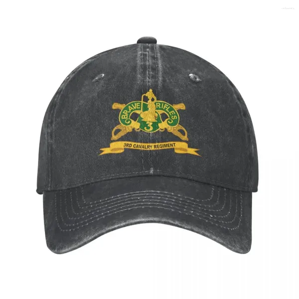 Caps de bola Exército - 3º Regimento de Cavalaria W Br Ribbon Chapéu de Cowboy Snap Back