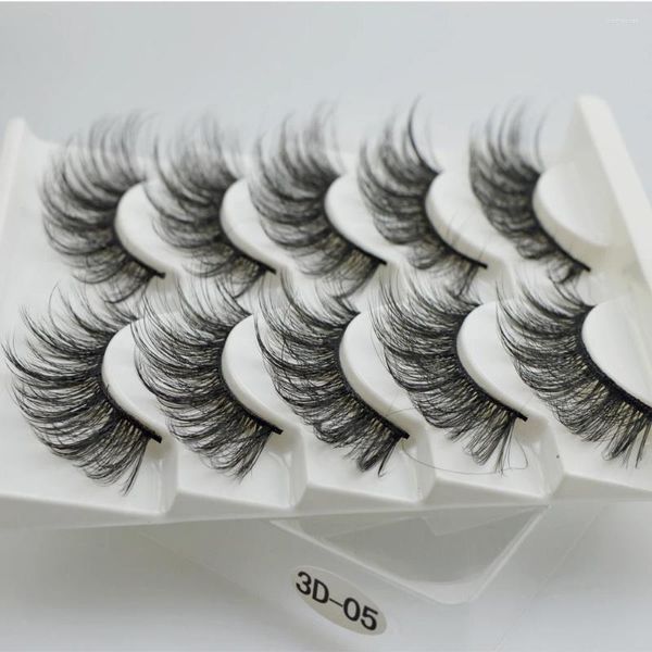 Falsos cílios qsty 5 pares 3d Mink Hair grossa grossa cílios completos cílios de cílios Moda de moda Moda Olhos maquiagem