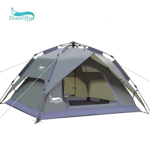 Desert Fox Automatic Camping Tent de 3-4 pessoas Família Dupla Camada Instantânea Configuração Instantânea Mochila Protável Para Caminhadas Viagem 240422