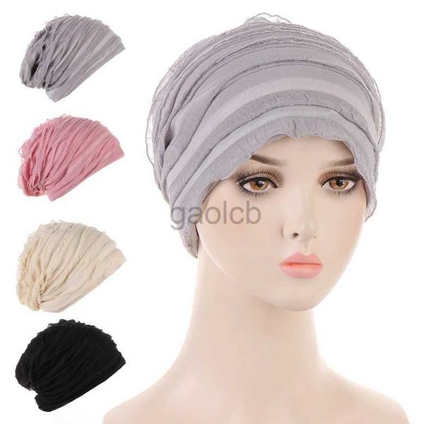 Шапочка/кепки черепа Женщины с плиссированными головными платками из кусочки волос с выпадением волос.