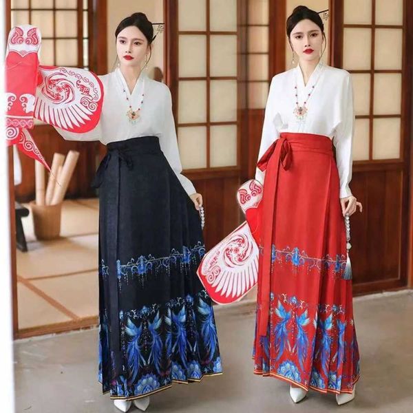 Roupas étnicas Mulher adulta disfarce Horse Face Salia original Dinastia Ming Hanfu Trajes tradicionais chineses Ma Mian Mian Modernized HanBok