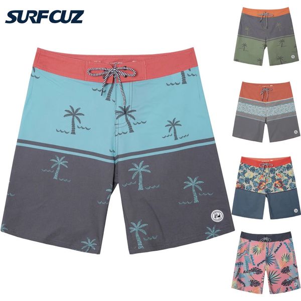 Surfcuz Mens Vintage Board Shorts 2 yönlü Stretch Yüzme Kısa Hafif Plaj Giyim Mayo Surf Beach Boardshorts Erkekler için 240424