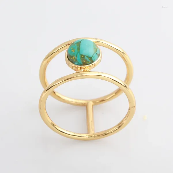 Clusterringe S 9 2 5 Ring Vintage Natural Blue Turquoises für Frauen/Männer antike Doppelschicht -Fingerschmuck