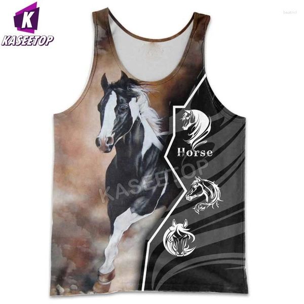 Tanques masculinos tops engraçados amante cavalo 3d em todo o padrão impresso colete de verão hip-hop streetwear casual fitness pullover sem mangas