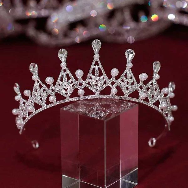 Tiaras Princesa cor prata cor branca Cristal Tiara Coroa Meninas Vestido de festa de aniversário Tiara elegante rainha -noiva Acessórios