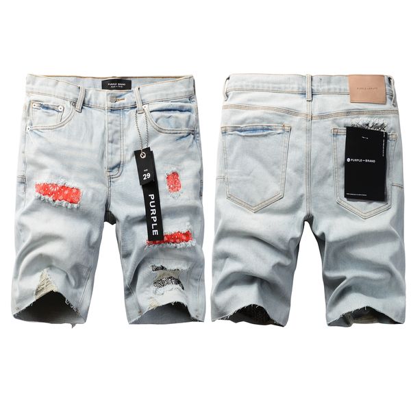 Jeans roxo masculino shorts jeans Hole Hip Hop