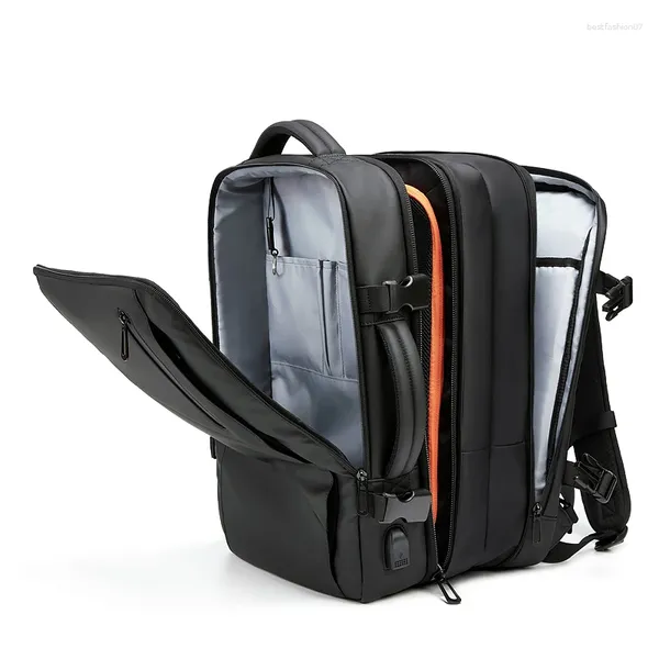 Backpack Men Travel Expand 39L Business Rush 17 polegadas Laptop Fashion School Charging Caminhadas à prova d'água