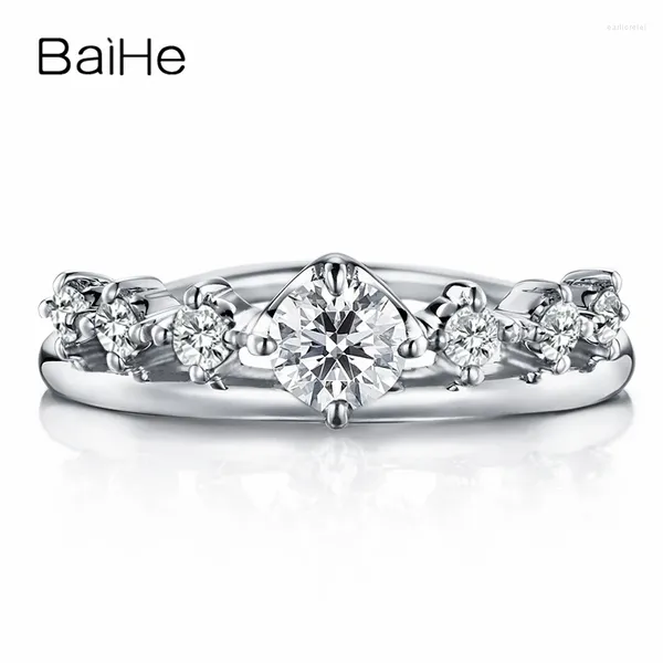 Кластерные кольца Baihe Solid 18k Белого золота 0,20CT Fg/Si натуральное бриллиантовое кольцо Женщины свадьба.