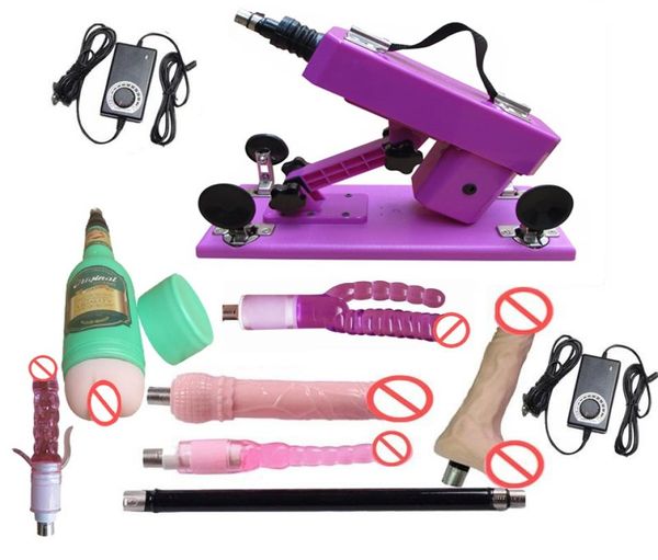 Neueste lila Farbe Automatisch einziehbares Sexmaschinengewehr Liebeswaffe mit Vagina Tasse und Anal Dildo Sex Machine für Frauen und MEN3553855