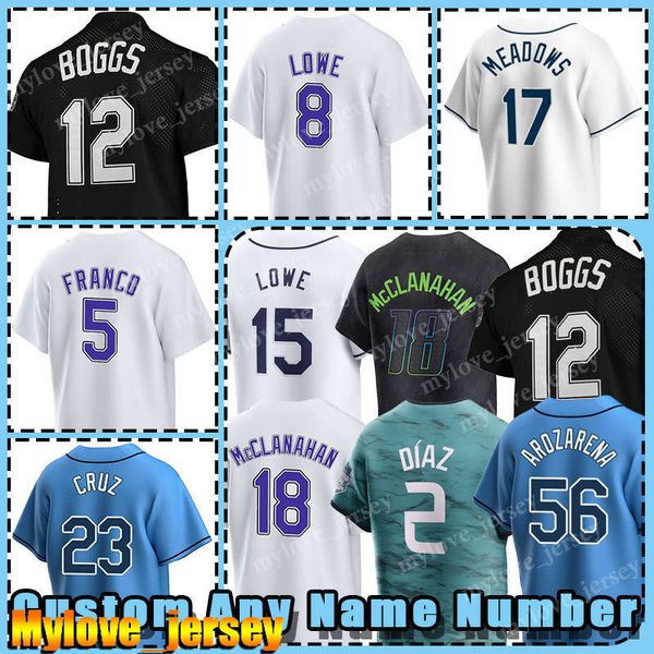 56 Randy Arozarena 5 Wangare Franco Jersey Raggi di baseball 2 Yandy Diaz 18 Shane McClanahan Tampa Bay Wade Boggs Brandon Lowe Josh Lowe Isaac Paredes Rene Pinto Luke Raley