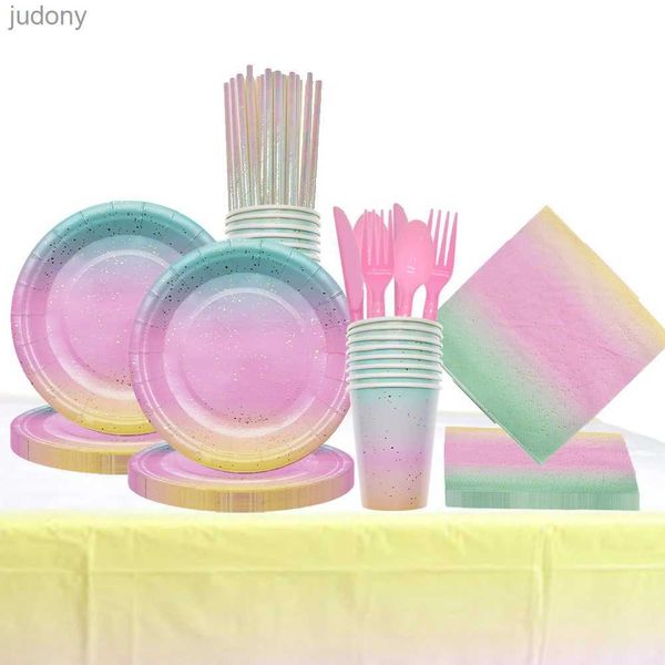 Tabelle in plastica usa e getta tagliette per tavolette monouso rosa e oro per forniture per feste utilizzate per feste di compleanno matrimoni