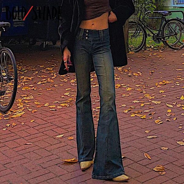Jeans femminile indie estetico in stile urbano pantaloni skinny stivale taglio retrò solido a metà vita donna denim moda y2k jeans