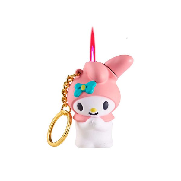 Novo Creative Melody Cartoon Metal Keychain Red Flame Straight Itiatable mais leve presente para mulheres