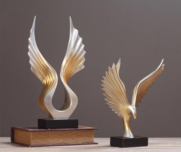 Abstrakte Angel Wing Skulpturharz Eagle Flügelform Statue Home Decoration Accessoires Ornamente Office Club T2007091217817