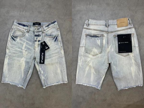 Lila Jeans Designer T -Shirt Lila Marke Jeans Herren Purpur Denim Shorts Jeans Lila Jeans Kurzer Mode Distressed Ripped Bikers Damen Denims Shorts 743