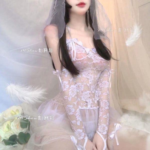 Bras define o vestido de noiva de lingerie de lingerie sexy de cosplay, uniforme erótico para mulheres para mulheres tenta dramatização de figurinos noite 247m