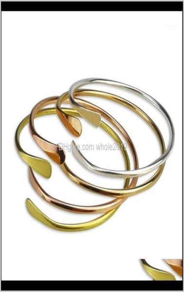 Pulseira de pulseira entrega de jóias 2021 mylongingcharm 10pcslot em branco Brass liso pulseira de empilhamento de pulseiras abertas f5500063