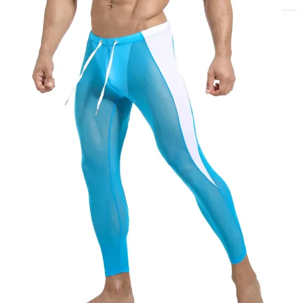 Calcinha feminina homens malha malha respirável fitnessstring veja através de roupas íntimas calças casas de calça calcling de ciclismo elástico Leggins