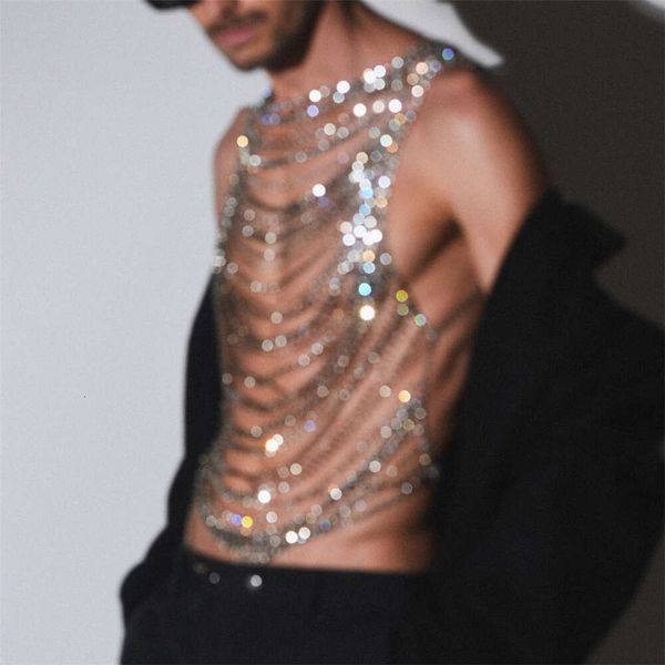 Acessórios de fantasia requintados com brilho espumante Big Rhinestone Fashion Boyclub Party Crystal Body Chain Jewelry