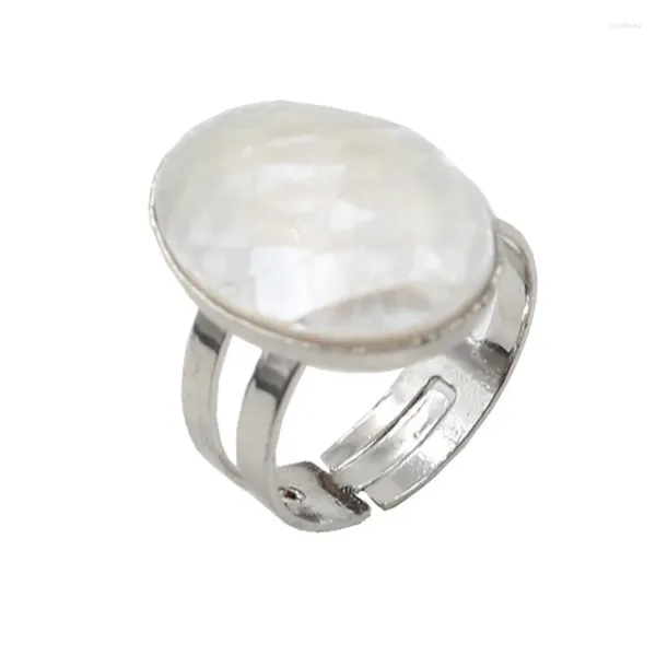 Ringos de cluster Silver Plated Forma Oval Cascado Branco Redicável Ring Ring para Jóias de Estilo Étnico de Party