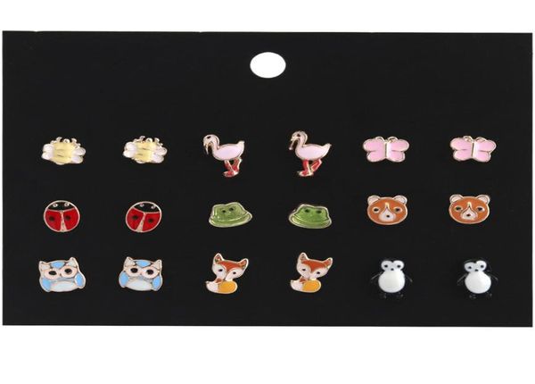 Kimter Animais fofos Brincos hipoalergênicos Brincos de moda Owl Ladybug Piercing Brincho