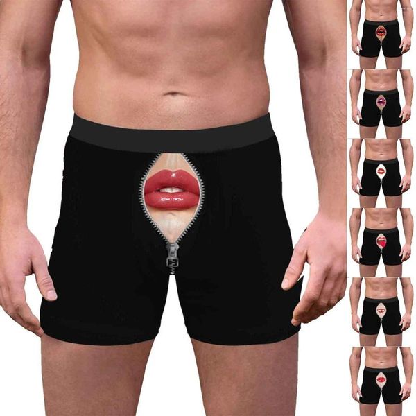 Underpants mens biancheria bianche da uomo stampato in 3D comodo interno in ascesa a medio mutandine da ragazzi traspirare