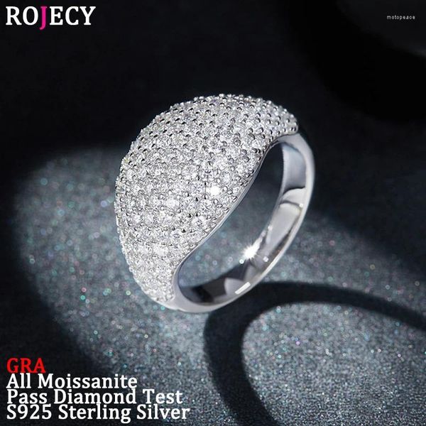 Clusterringe Rojecy 2.42 Alle Moissanite Männer Frauen Top Grad S925 Silver Sparkle Lab Diamond Moissanita Paar Ring Fine Schmuck