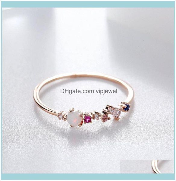 Anelli a grappolo gioiello Opal Stone Ring zircone cubico colorato per donne colore in oro rosa consegna unica goccia ZWLKG3938818