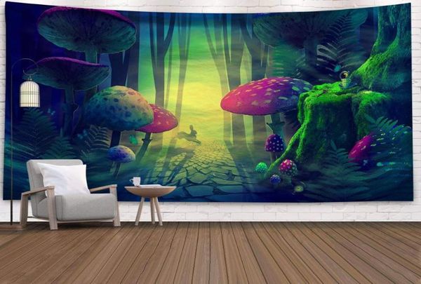 Taquestres Fantasia Cogumelo de tapeçaria impressa na parede pendurada nórdica inser sala de estar TV Background Ploth Decoration Beach Towel5413440