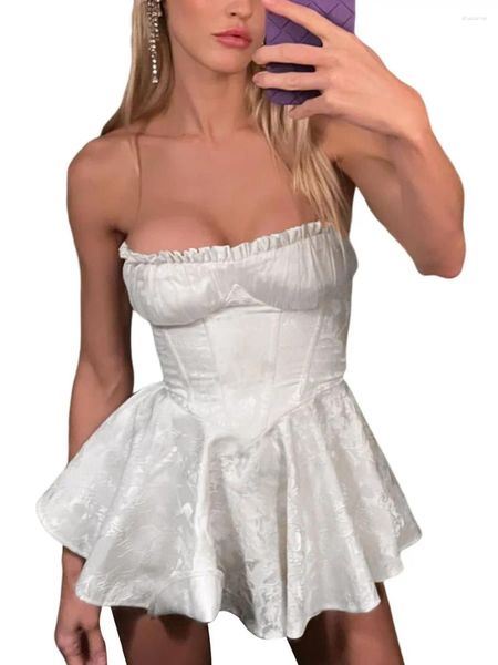 Abiti casual fufucaillm donne abiti da corsetto vintage abito sexy busto busto senza spalline cocktail party senza spalline principessa corta