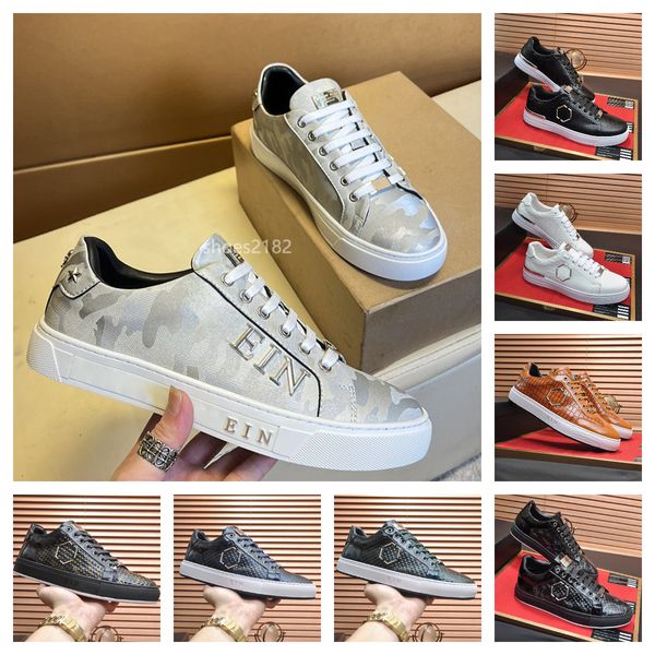 Designer di lusso maschile philip semplici scarpe marchio autunno classico camuffato di alta qualità corridore originale ceralone in metallo plein teschi pp pattern sneaker casual sneaker casual