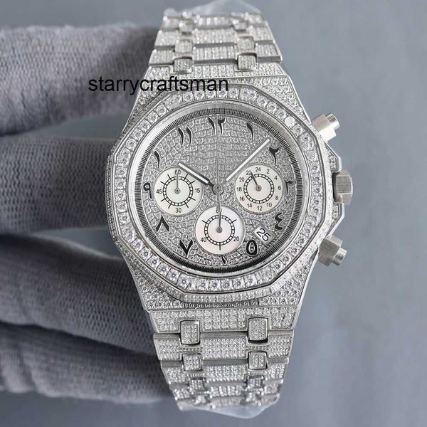 Relógio de movimento VVS Made Made Diamond Watch Motor de tempo importado 40mm com aço repleto de diamante 904L Sapphire Women Womistwatches Montre de Luxe