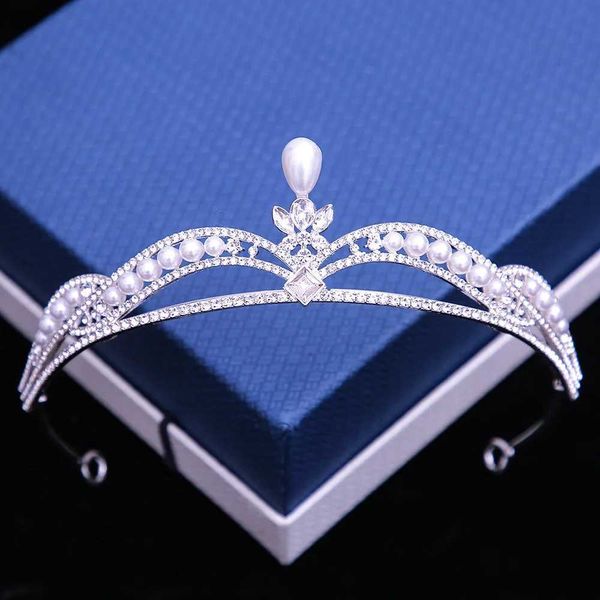 Tiaras coreano da copricapo da sposa perle cristallo di perlette da matrimonio per la sposa abito di compleanno di lusso per la sposa.