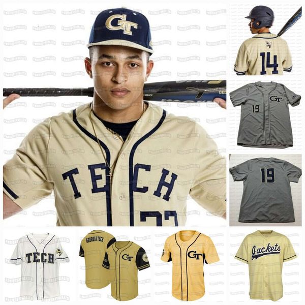 Jam Georgia Tech Yellow Jackets ACC Custom Baseball Jersey Nome e numero di spedizione rapida di alta qualità