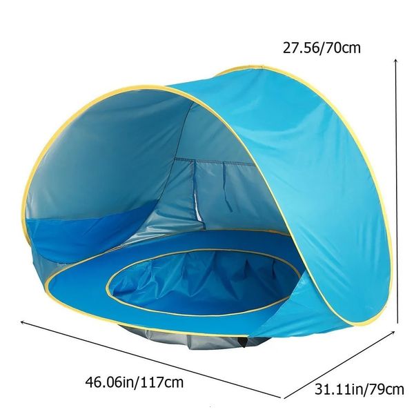 UPF 50 Baby Beach Zelt wasserdichtes Sonnenschutz UV-Schutz Sonnenschein mit Pool Kid Outdoor Camping Sonnenschild Strand Sonnenhelter 240419