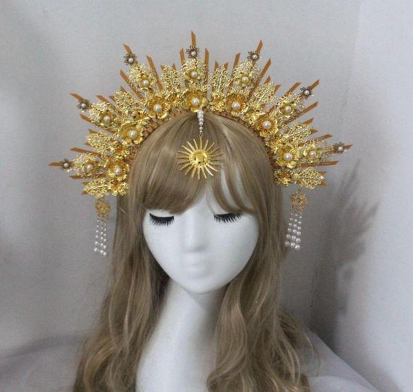 Altre forniture per feste di eventi Couronne Crown Head Accessori Golden Halo Hair Accessori Mary Goddess Wedding Capestrello costume di Halloween 6073004