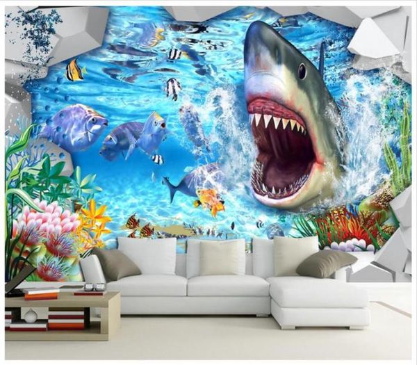 Foto 3d papel de parede Murais de parede personalizados papel de parede MURAL 3D Subaquático World Background Wall Paper Murais da sala de estar Decor3511633