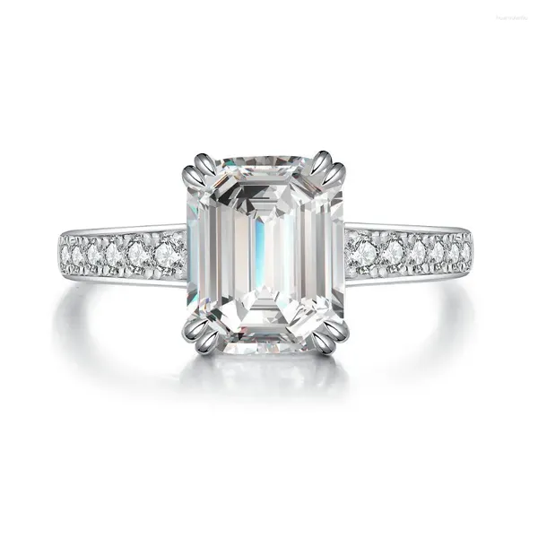 Ringos de cluster 925 anel de prata feminino Emerald Cut Princess Square Pagoda Diamond Diamond