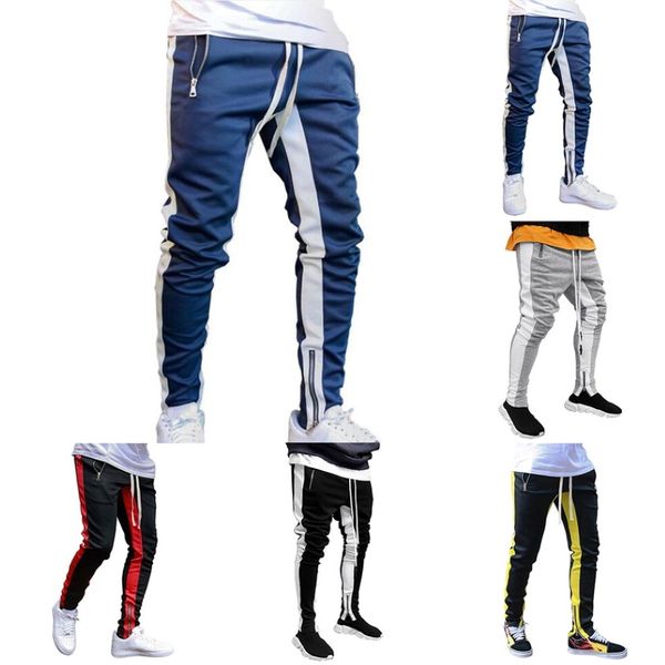 Mens Joggers Calças casuais Fitness Sportswear Tracksuit Bottoms Bottoms Skinny Sweats de calça calças machos de ginásios pretos 273y