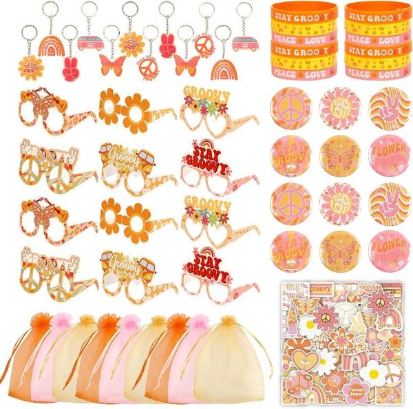 Decorazione per feste 150pcs groovy hippie bomboniere dei tinimensionali battini di massa mantengono i bicchieri di carta da bracciale silicone sacchetti regalo