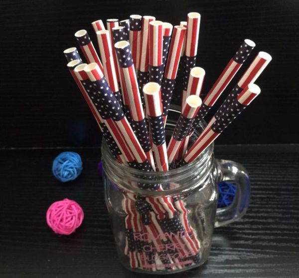 100 pezzi American USA Flag Paper Foodgrade Brinking Straws Accessori per gli accessori per gli accessori per l'indenpendia del 4 luglio Decorazioni per feste 5259086
