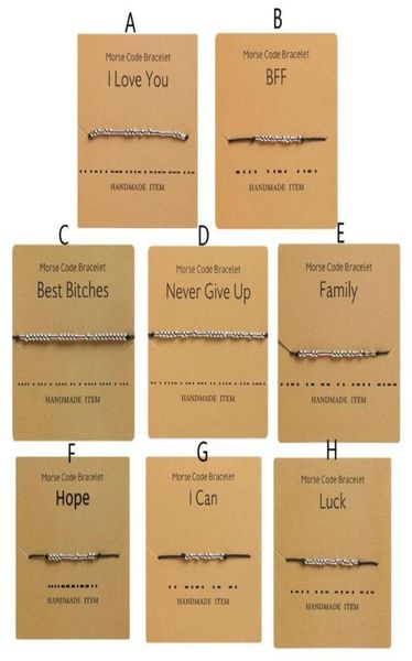 Charm Bracelets Ich liebe dich Freundschaft Morse Code Zierter Perlenarmband mit geheime Botschaft für Frauen Männer Schmuck Verstellbare Geschenke1129234