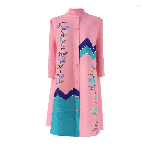 Vestidos casuais miyake plissou 2024 padrão de primavera feminino vestido de moda de moda ocasião formal solto de plus size designs