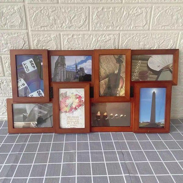 FRAMENTOS 1PCS Combinação de 8 polegadas de 8 polegadas Creative Po Frame Home Ins estilo Art Modern Wood Wood Decorativa Imagem