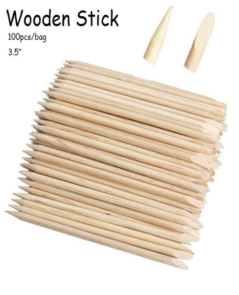 500pcs 35 Zoll Holzstab Nagel Nagelhaut Drangswerkzeug scharfe Flach Maniküre Pediküre Orange Holznagelpflege Entfernerwerkzeug9376986