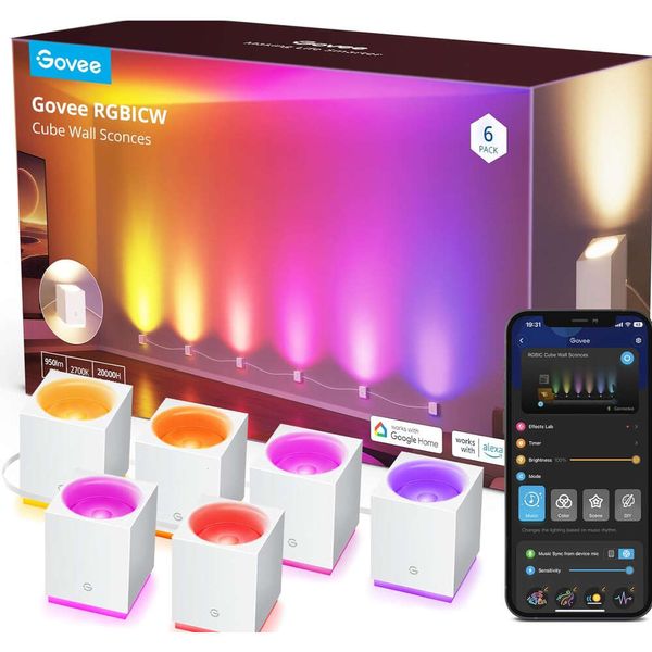 Transforme seu espaço com fonhas de parede de cubo de Govee - Alexa compatível com luzes LED RGBIC para decoração de sala colorida, sincronização musical e integração de casa inteligente