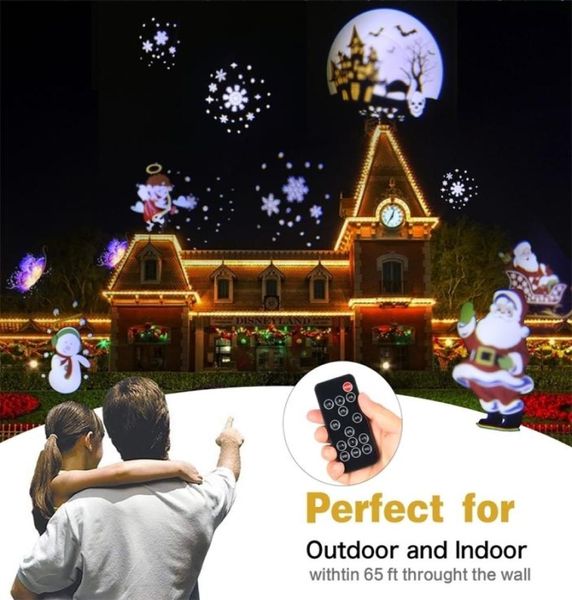 Effetto di animazione del proiettore laser natalizio IP65 Indooroutdoor Halloween Proiettore 12 Modelli SnowflakesNowman Stage Light Y203021049