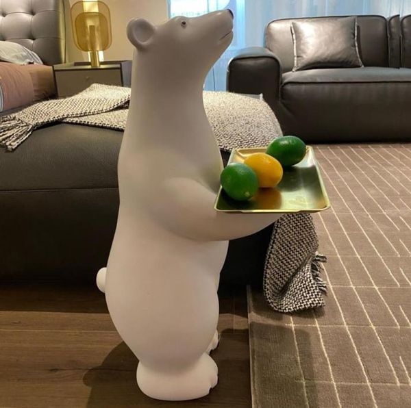 Ornamenti del pavimento dell'orso polare creativo vassoio per animali grandi soggiorno ingresso decorazioni per la casa