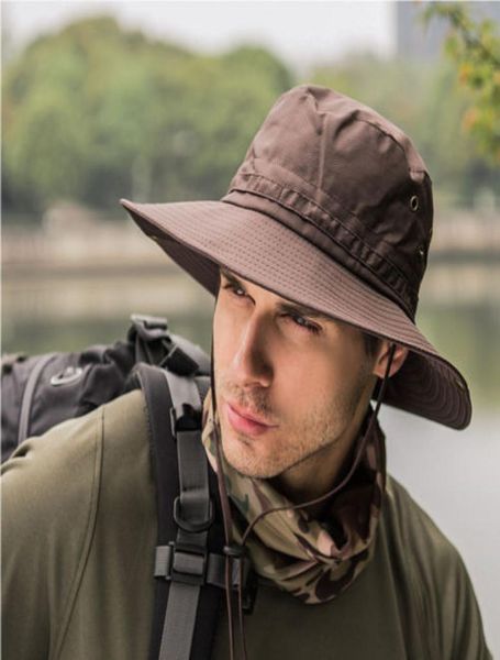 2019 Military Panama Safari Boonie Cappelli da sole Cappello Summer Men Women Camuflage Bucket Cappello con pesca a corda Cap1965270